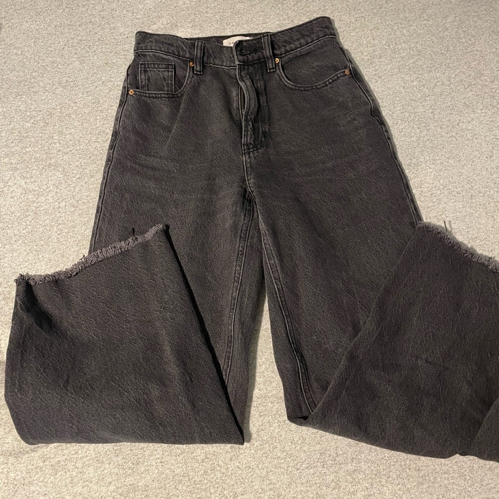 PacSun Black Raw-Hem Cropped Ankle Jeans